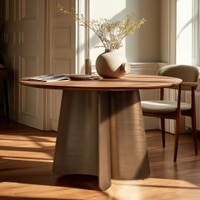 Akar Solid Wood Four Seater Dining Table in Gold Finish