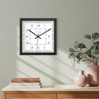 Classic Roman Numeral Square Wooden Wall Clock with Textured Dial