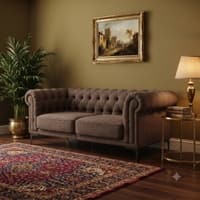 Bellmore 3 Seater Tufted Woven Chesterfield Sofa Brown