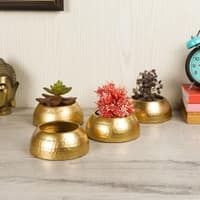 Bowl Planter Set Of 4 In Gold Colour