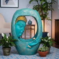 Buddha Face Shower Gold Wine Fiber Glass Indoor Fountain