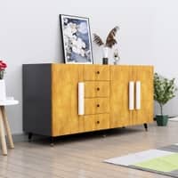 Hexa Red Multipurpose Storage Cabinet With 4 Drawer 3 Door in Slate Grey And Giant Wood Colour