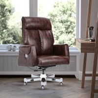 Endeavour High Back Leatherette Office Chair In Brown Colour