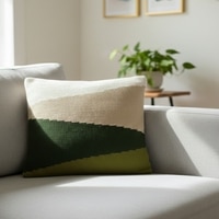 Cozy Kaleidoscope Green Cotton Knitted Cushion Cover 16X16 Inches