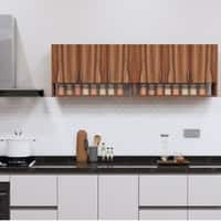 6 Doors Modular Wall Mounted Kitchen Cabinet With Organizer Shelf In Aisan Walnut Finish