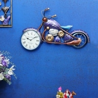 Blue Color Metal Decorative Handcrafted Motorcycle Wall Clock By Craft Tree