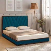 Vincent Engineered Wood Queen Size Non Storage Bed In Provincial Teak Finish