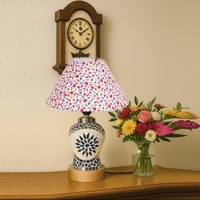 Devansh Conical Multi Cotton Shade Lamp With Wood & Mosaic Glass Base For Decoration/Office/Home/Gifting/Study For Decoration/Office/Home/Gifting/Study -(10X10X14.5) Inches -A