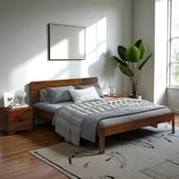 Jobi Solid  Wood  King Size   Bed In Provincial Teak Finish