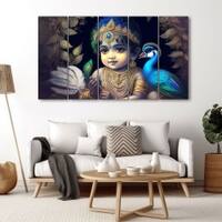 The Castle Decor Bal Gopal Wall Painting Wooden Framed 27x48 Inch (Style 13)