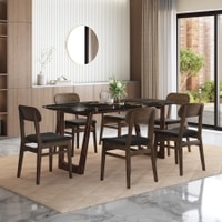 Adria Copa Cabana Black Stone 6 Seater Dinning Table With 6  Lunar Dining Chairs (Finish : Copa Cabana, Chair Colour : Urban Grey)