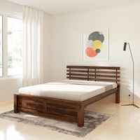 Penta Solid Wood Queen  Size Bed Without Storage (Provincial Teak Finish)