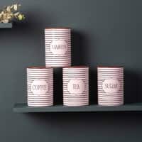 Elegant Striped Jars And Canister Set Of 4 For Tea Coffee Sugar And Namkeen