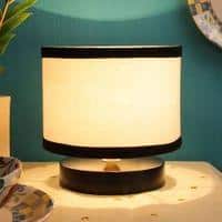 Emmit Multicolour Fabric Shade Table Lamp with Black Iron Base