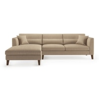 Lewis Sectional Sofa (Colour : Sandshell Beige, Cushion : Hard, Seater : Left Aligned 3 Seater + Left Aligned Chaise)