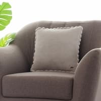 Transfer Knit Cushion Cover With Crochet Border  Pale Whisper 16X16 Inches