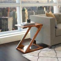 Zeta Solid Wood Side Table in Teak Finish