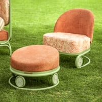 Dastoori Stainless Steel Outdoor Ottoman in Beige Colour