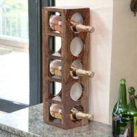 Wembley Sheesham Wood Wine Rack for 5 Bottles in Teak Finish