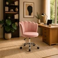 Doe Buck Preglo Pink Velvet Upholstered Swivel Office Chair
