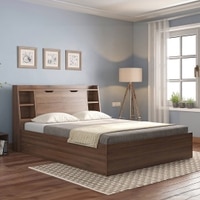 Scott Queen Size Box Storage Bed in Classic Walnut Finish