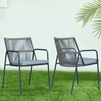 Crema Outdoor Accent Patio Weaving Chair Set of 2 Gun Metal in Grey