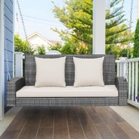 Carry Bird Wicker Patio Furniture Outdoor Balcony Swings In Grey And Beige Colour