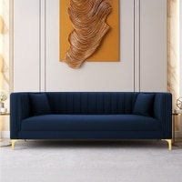 Texude Velvet 3 Seater Sofa Nvay in Blue Colour