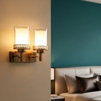 Eliante Modern Wall Lights Mild Steel & Glass Material Antique Gold & Champaign Finish