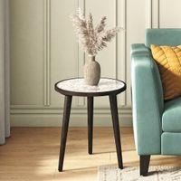 Fleur Side Table White & Americain Walnut Finish