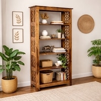 Krishu Solid Wood  Bookshelf in Honey Oak Finish