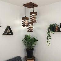 Wiggle Brown Solid Wood Cluster Hanging Light