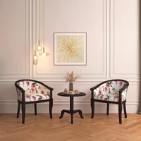 Florence Armchair in Carmine Cassia Colour and Mahogany Finish