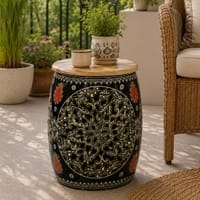 Decorative Handcrafted Metal Side Table in Multicolour Finish