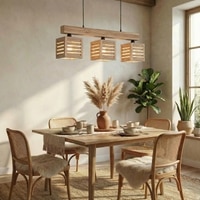 Lyon Beige Solid Wood Cluster Hanging Light