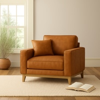 Airy 1 Seater Sofa In Leatherette Brown Color