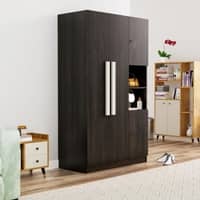 Hexa Red Wooden 4 Door Wardrobe with Hanging Space in Flower Wenge Colour