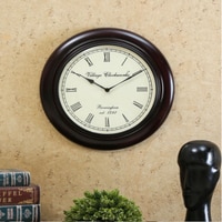 Wooden Decorative Round Analog Wall Clock In Brown Color By Craft Tree