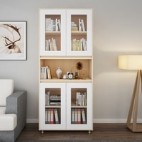 Mobley Display Bookcase Beige Teak And Frosty White