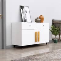 Hexa Red Multipurpose Storage Cabinet With 2 Drawer 2 Door in Frosty White Colour