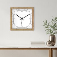Minimal Wooden Wall Clock with Worded Hour Dial and Precision Minute Track