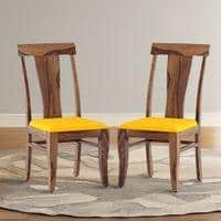 Fabio Solid Wood Dining Chair Set Of 2 In Teak Finish
