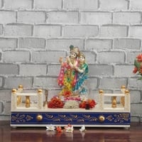 D'Dass White Mdf and Sheesham Wooden Temple For Pooja