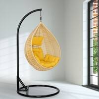 Rattan Egg Single Seater 6 Star Swing Chair Yellow