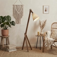 Melman Beige Jute Floor Lamp with Beige Jute Base