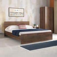 Zoey Engineered Wood Queen Size Bed In Classic Walnut Finish