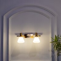 Ainsley 2 Light Brass and Glass Wall Lamp