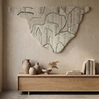 Abstract Irregular Handmade Natural Wool Wall Art Beige 4 x 6 Feet