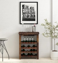 Anhandler Sheesham Wood Bar Cabinet In Provincial Teak Finish By Mudramark