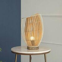 June Natural & White Table Lamp With Natural Iron Base